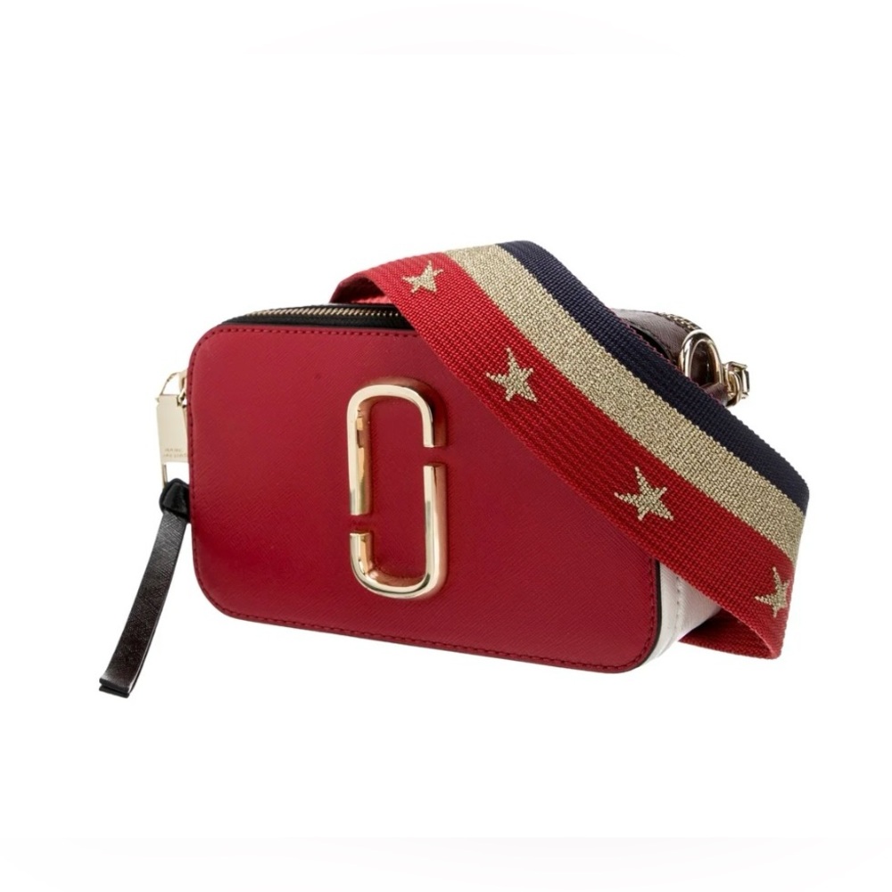 NWT Marc Jacobs The Snapshot Americana True Red Multi Leather Camera Bag - Picture 2 of 13
